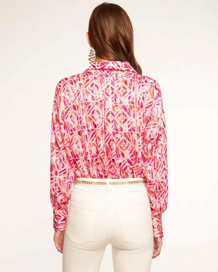 Ramy Brook Tops Women Melina Button Down Top Rose Tile