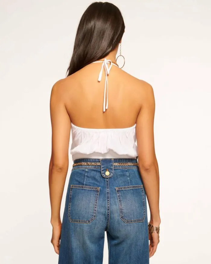 Ramy Brook Tops Women Nina VNeck Ruffle Halter Top Ivory