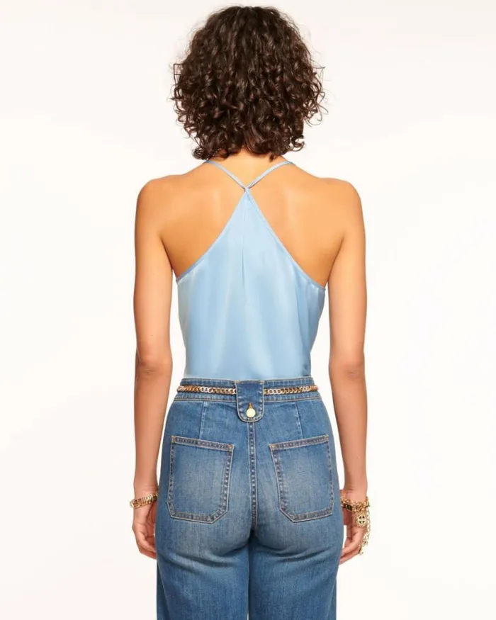 Ramy Brook Tops Women Noelle VNeck Tank Top Blue Quartz