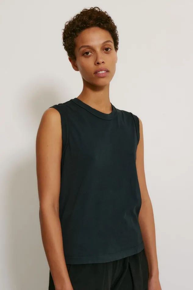 Raquel Allegra Black Classic Jersey Kate Tank Women Tops