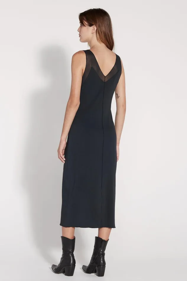 Raquel Allegra Black Cotton Mesh Poppy Dress Women Dresses