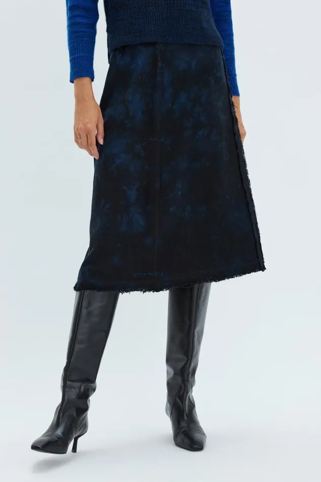 Raquel Allegra Dark Indigo Denim Aurora Skirt Women Tops