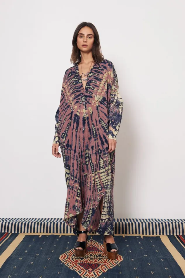 Raquel Allegra Gauze Jasper And Navy Caftan Shirt Dress Women Dresses