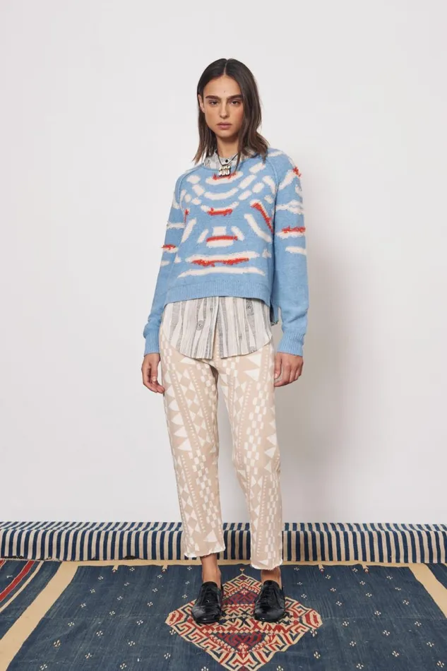 Raquel Allegra Light Denim And Chalk Zuri Pullover Women Sweaters and Knits