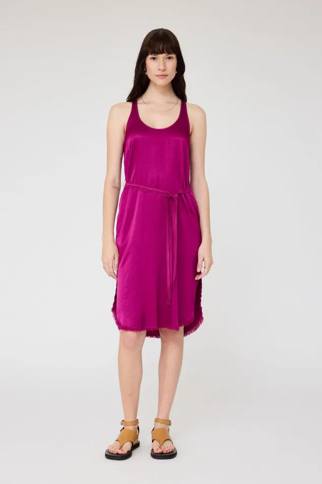 Raquel Allegra Pebble Satin Magenta Effie Tank Dress Women Dresses