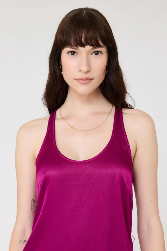 Raquel Allegra Pebble Satin Magenta Effie Tank Dress Women Dresses