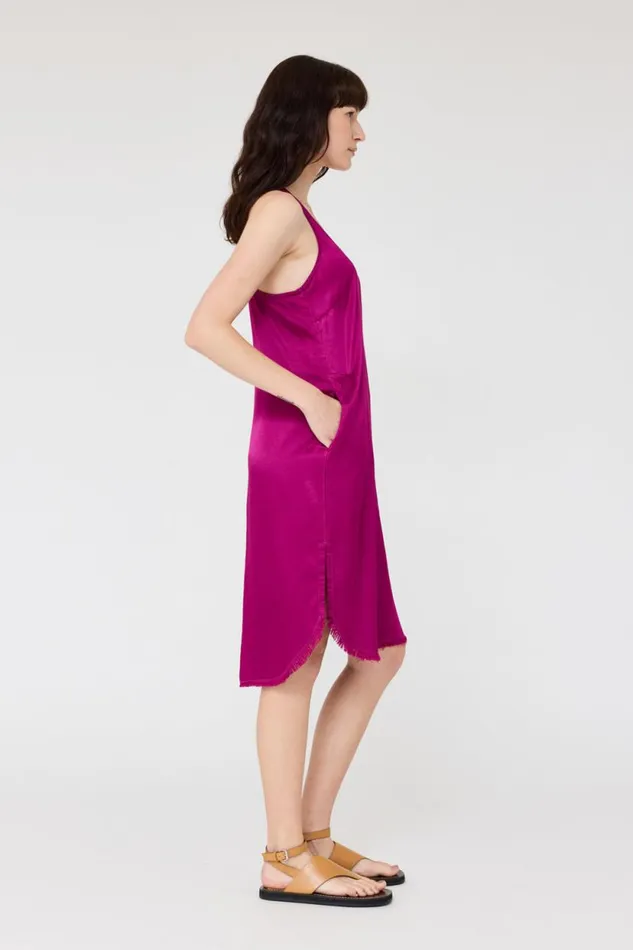 Raquel Allegra Pebble Satin Magenta Effie Tank Dress Women Dresses