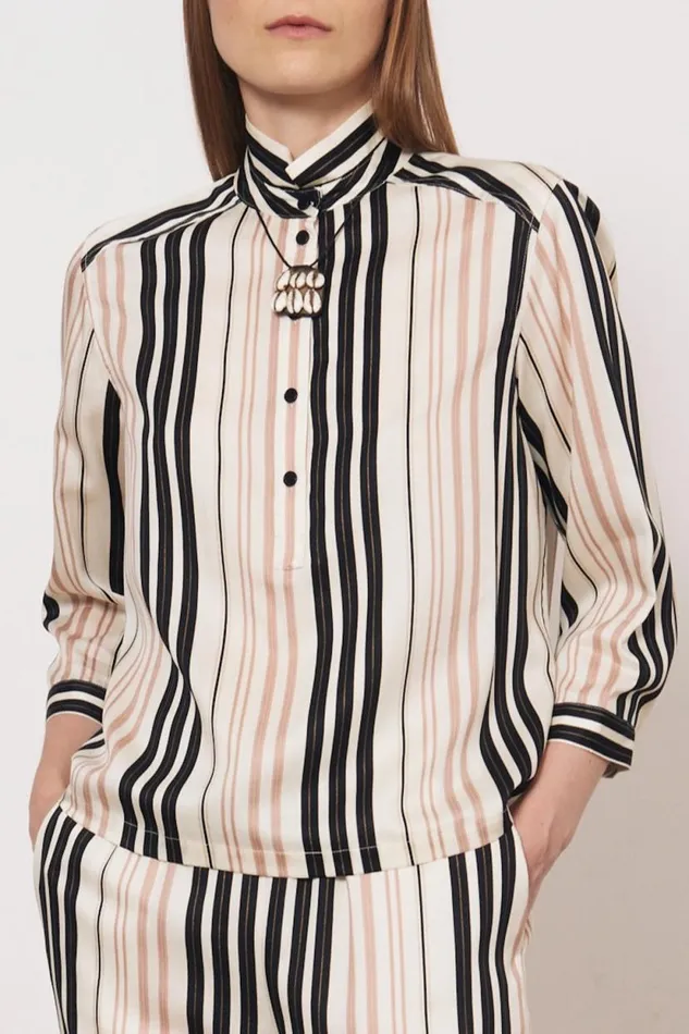 Raquel Allegra Sueded Tencel Savanna Ecru Ghana Blouse Women Tops