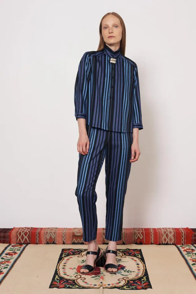 Raquel Allegra Sueded Tencel Sea Ghana Blouse Women Tops