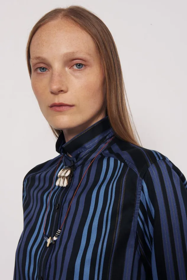 Raquel Allegra Sueded Tencel Sea Ghana Blouse Women Tops