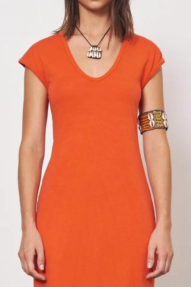 Raquel Allegra Tomato Zanzibar Midi Dress Women Dresses