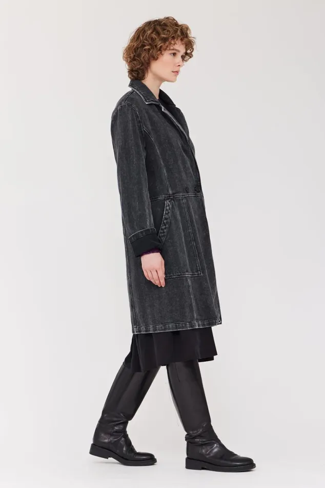 Raquel Allegra Twill Black Orchid Coat Women Jackets