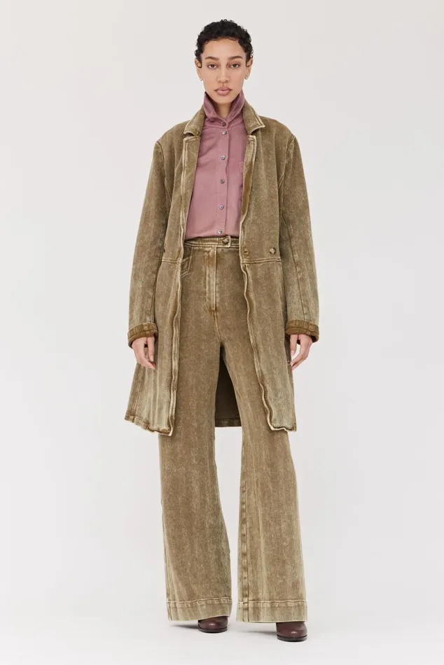 Raquel Allegra Twill Gold Green Orchid Coat Women Jackets