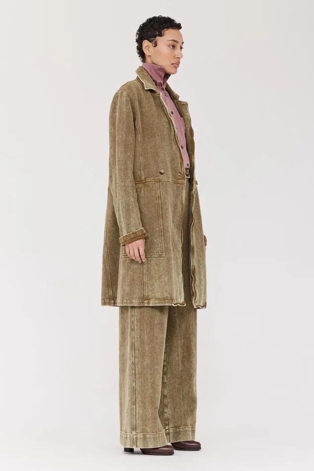 Raquel Allegra Twill Gold Green Orchid Coat Women Jackets