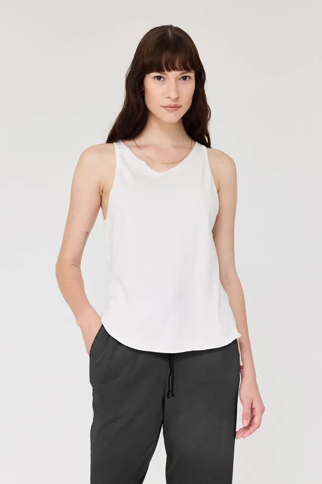 Raquel Allegra Washed White Beverly Tank Women Tops