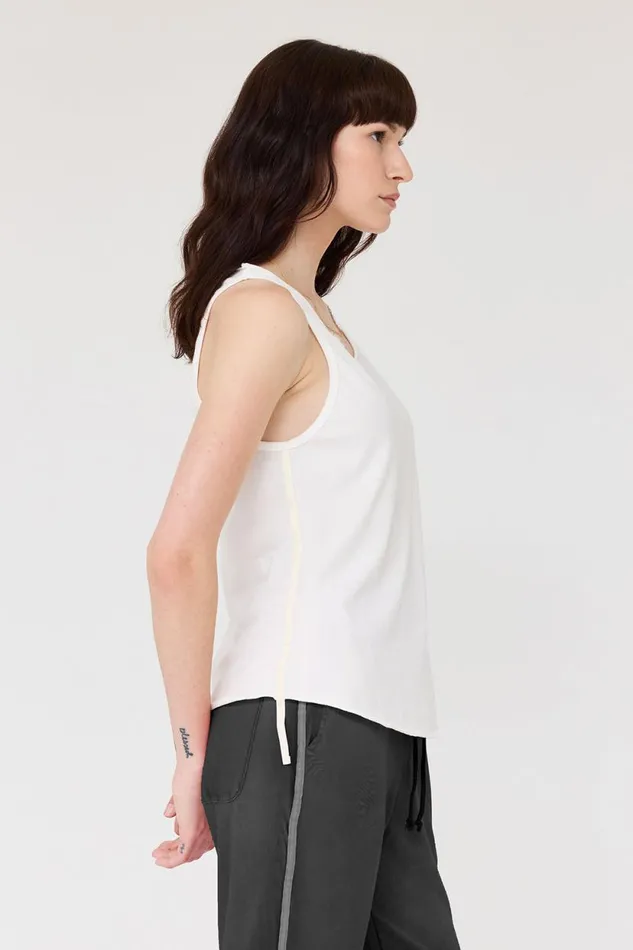 Raquel Allegra Washed White Beverly Tank Women Tops