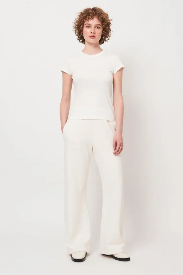 Raquel Allegra Washed White Liv Tee Women TShirts