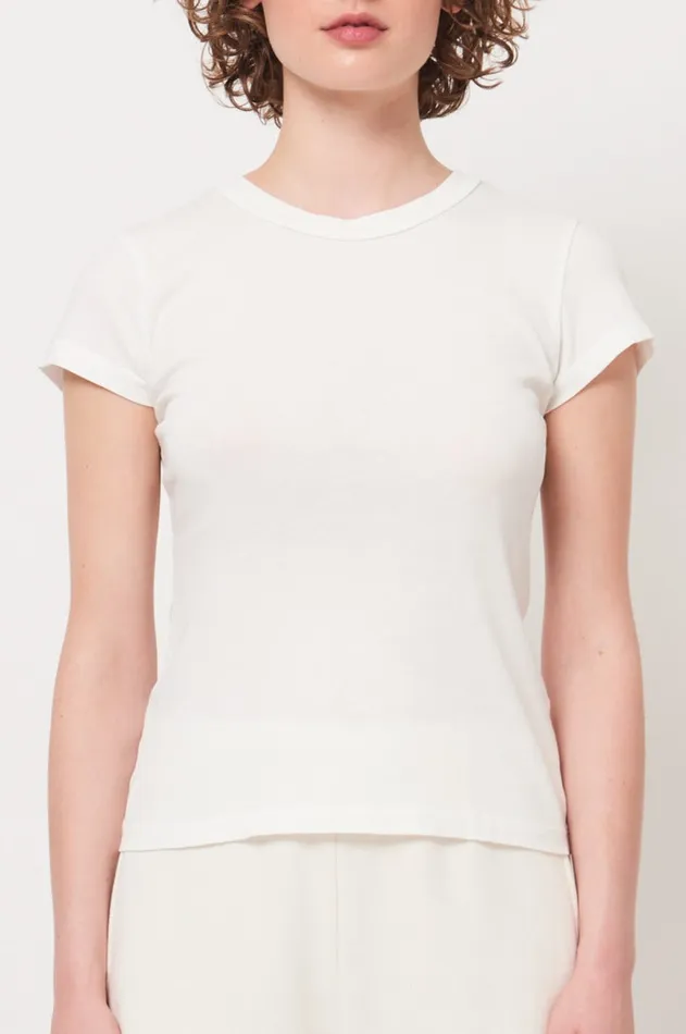 Raquel Allegra Washed White Liv Tee Women TShirts