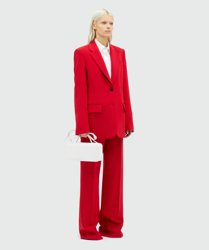 Red Woolen Tailored Jacket Women MSGM Blazers