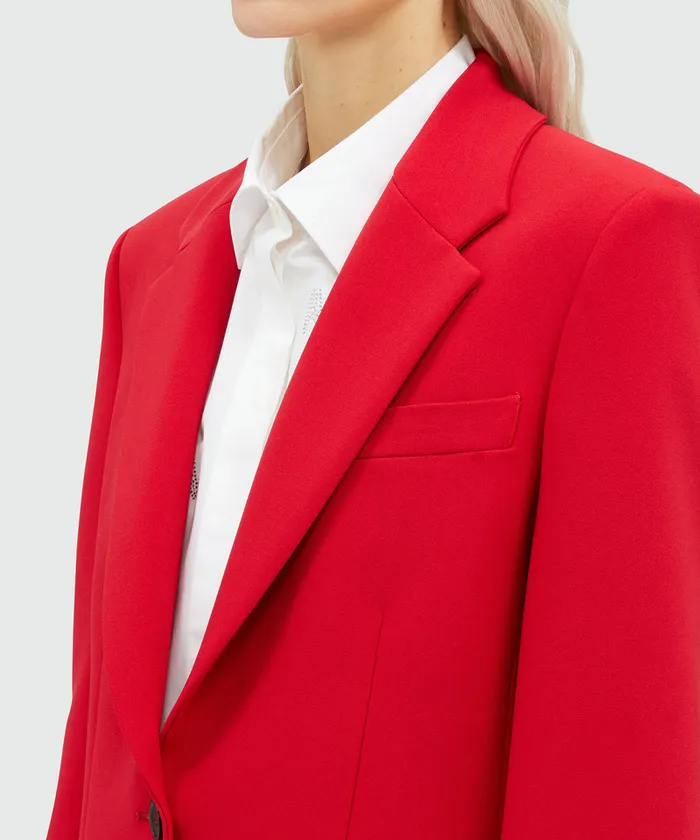 Red Woolen Tailored Jacket Women MSGM Blazers