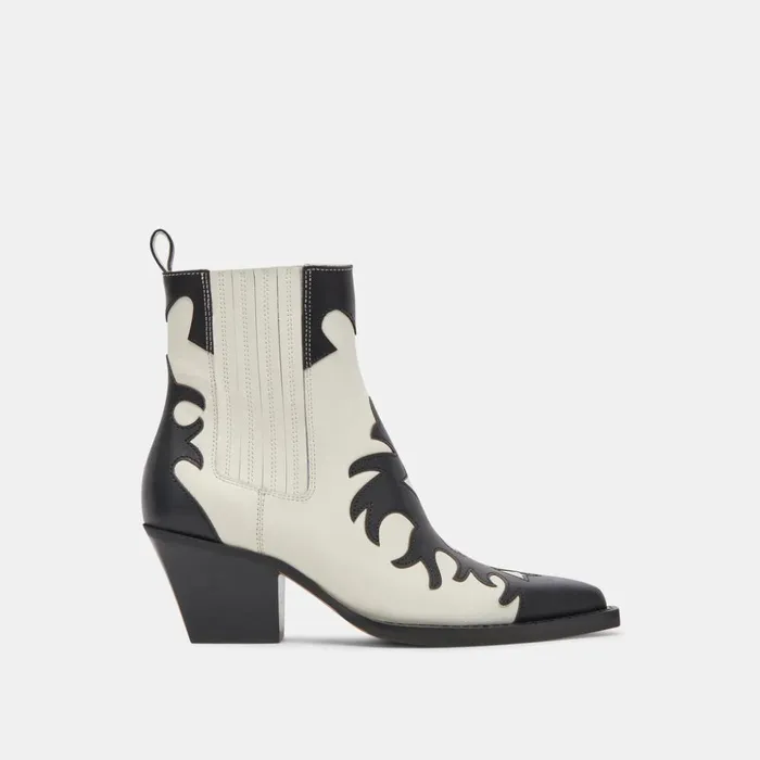 Renia Boots Black White Leather Women Dolce Vita Boots and Booties