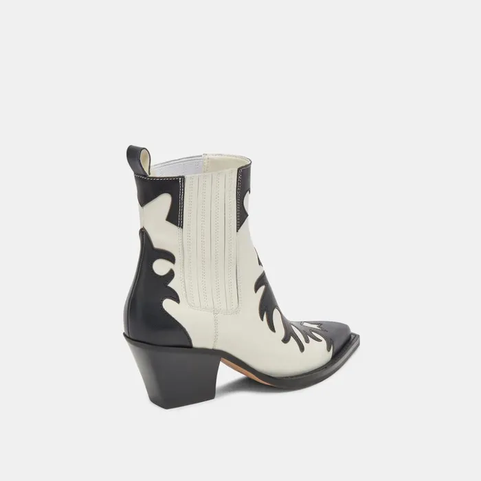 Renia Boots Black White Leather Women Dolce Vita Boots and Booties