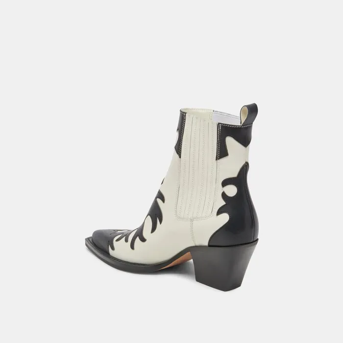 Renia Boots Black White Leather Women Dolce Vita Boots and Booties