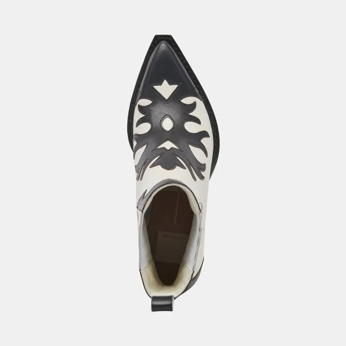 Renia Boots Black White Leather Women Dolce Vita Boots and Booties