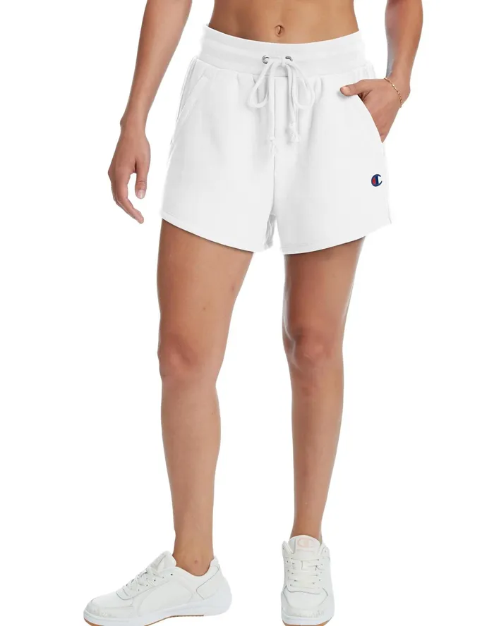 Reverse Weave Shorts C Logo 3034 White Women Champion Shorts