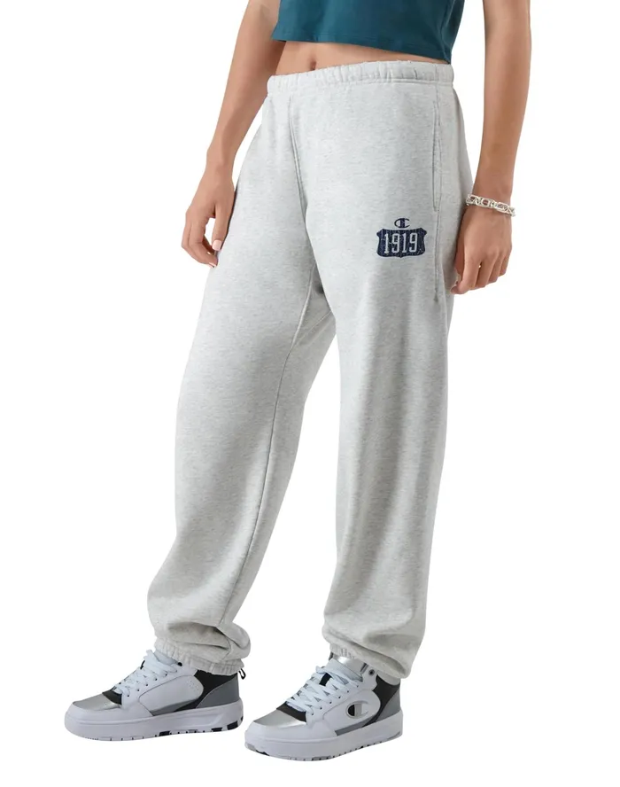 Reverse Weave Sweatpants Shield C Logo 30034 Time Capsule Silver Grey Women Champion Pants