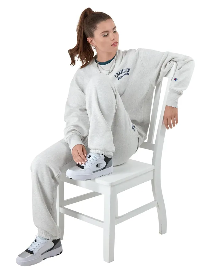 Reverse Weave Sweatpants Shield C Logo 30034 Time Capsule Silver Grey Women Champion Pants