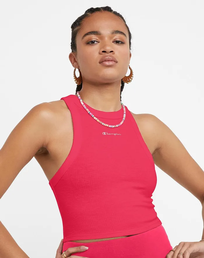 Ribbed Tank Classic Script Patrol Red Women Champion TShirts and Tops