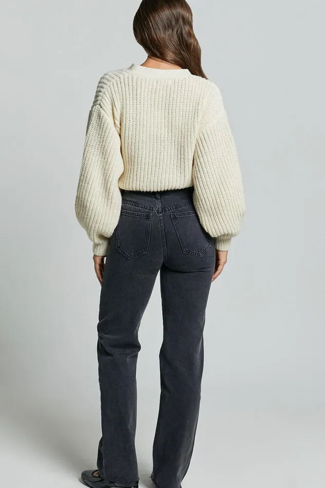 Rosanna Jumper 8211 Recycled Knitted V Neck Wrap Cardigan In Ivory Women Showpo Sweaters and Cardigans