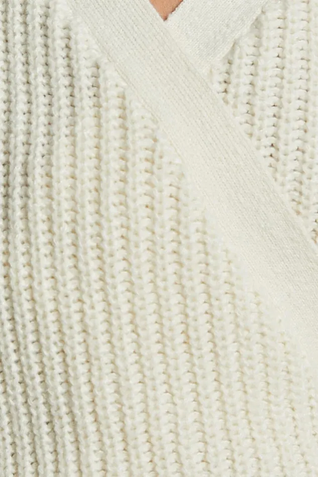 Rosanna Jumper 8211 Recycled Knitted V Neck Wrap Cardigan In Ivory Women Showpo Sweaters and Cardigans