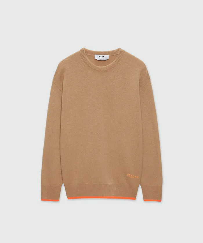 Round Neck Jumper In Wool And Cashmere Men MSGM Knitwear