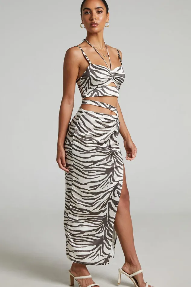 Runaway The Label 8211 Zahara Midi Skirt In Zebra Women Showpo Skirts