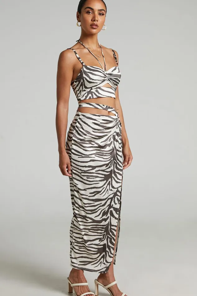 Runaway The Label 8211 Zahara Midi Skirt In Zebra Women Showpo Skirts