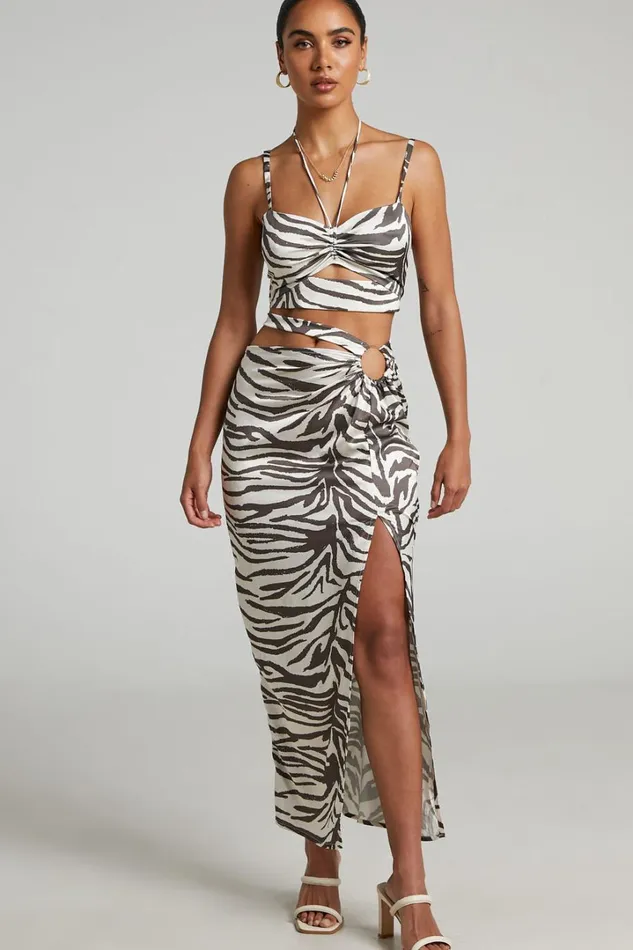 Runaway The Label 8211 Zahara Midi Skirt In Zebra Women Showpo Skirts