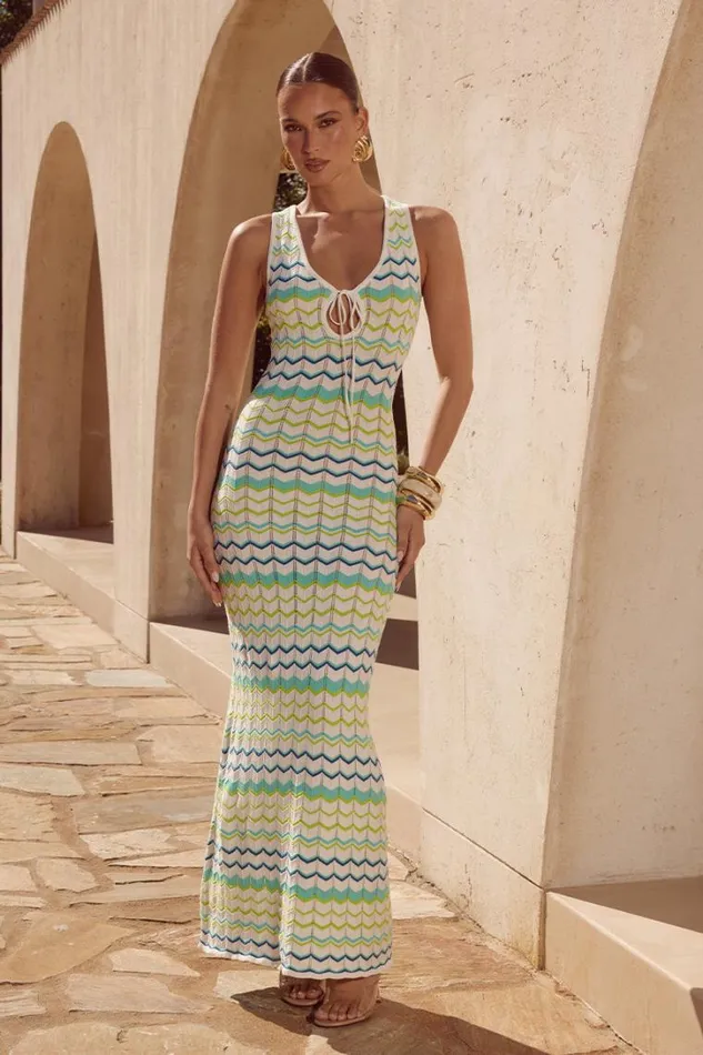 Runaway The Label Casual Dresses ANDREA MAXI DRESS Green Multi 8211 Women