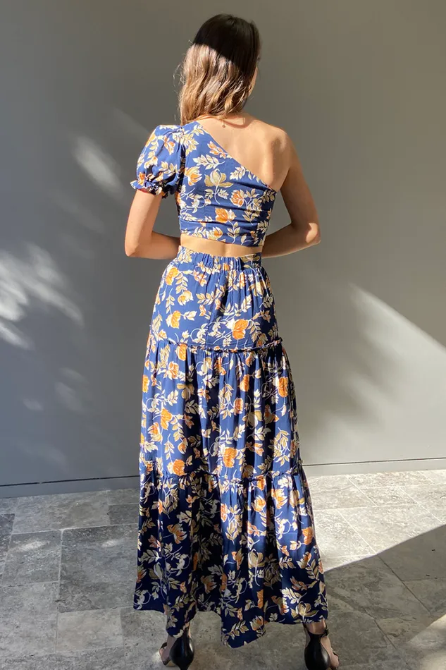 Runaway The Label Crops Elena One Shoulder Top Navy Floral 8211 Women Runaway The Label Crops Elena One Shoulder Top Navy Floral 8211 Women