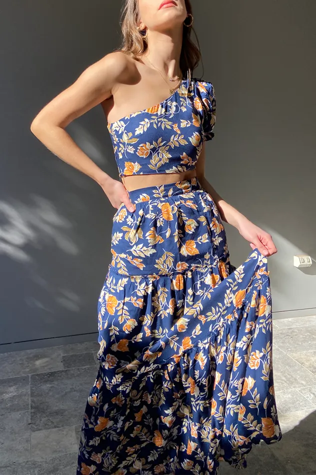 Runaway The Label Crops Elena One Shoulder Top Navy Floral 8211 Women Runaway The Label Crops Elena One Shoulder Top Navy Floral 8211 Women