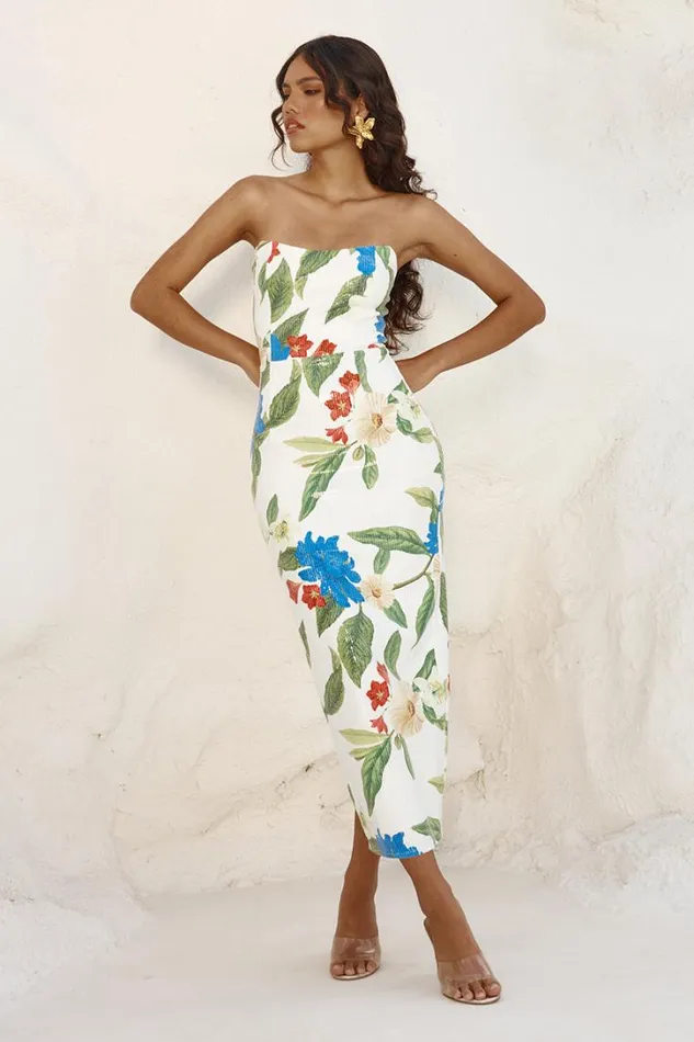 Runaway The Label Evening Dresses ROMINA MIDI DRESS White Floral 8211 Women