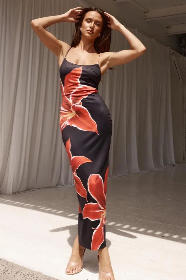 Runaway The Label Midi Dresses DEIA MIDI DRESS Black Lily 8211 Women