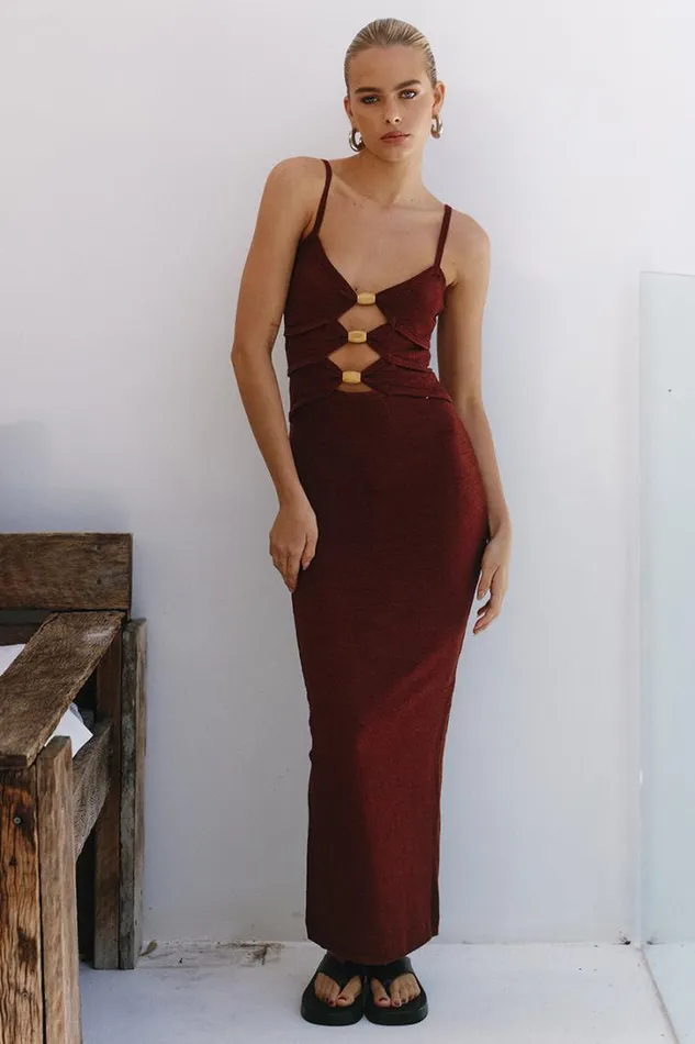 Runaway The Label Midi Dresses NORMANI MIDI DRESS Chocolate 8211 Women