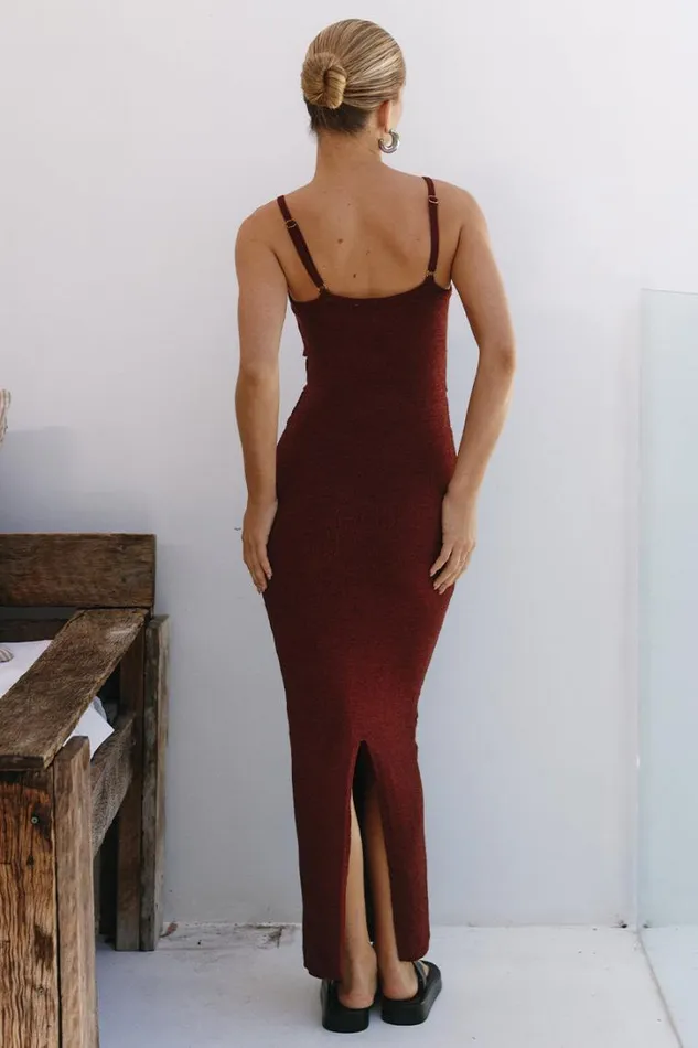 Runaway The Label Midi Dresses NORMANI MIDI DRESS Chocolate 8211 Women