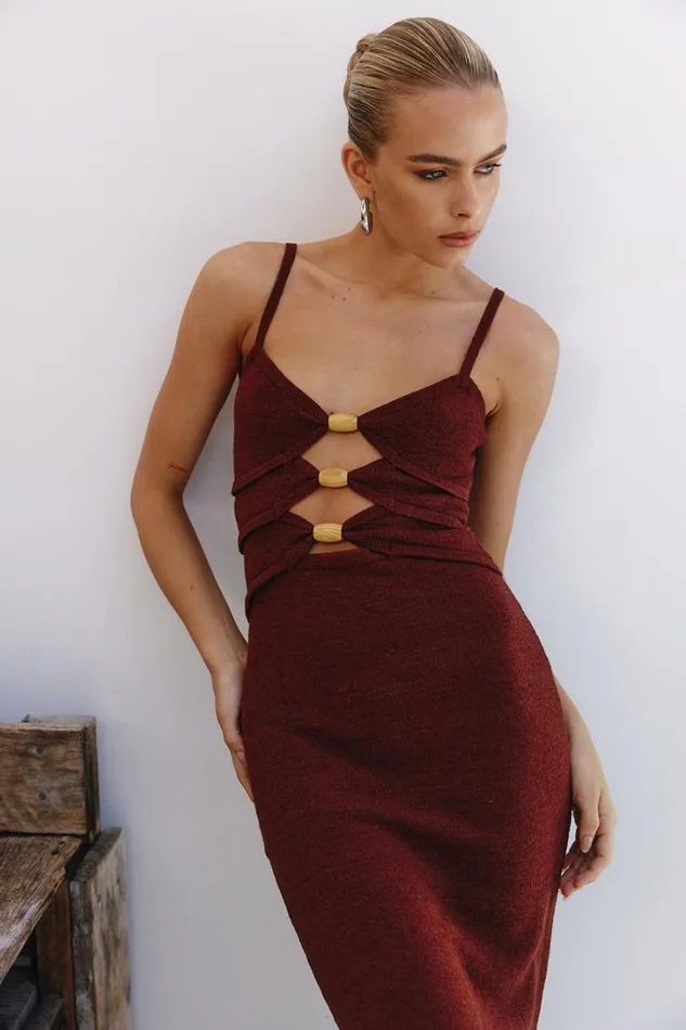 Runaway The Label Midi Dresses NORMANI MIDI DRESS Chocolate 8211 Women