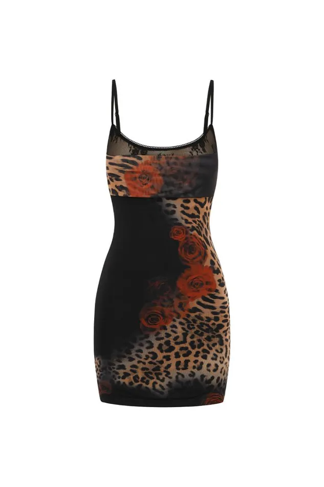 Runaway The Label Mini Dresses ROMENA MINI DRESS Black Leopard 8211 Women
