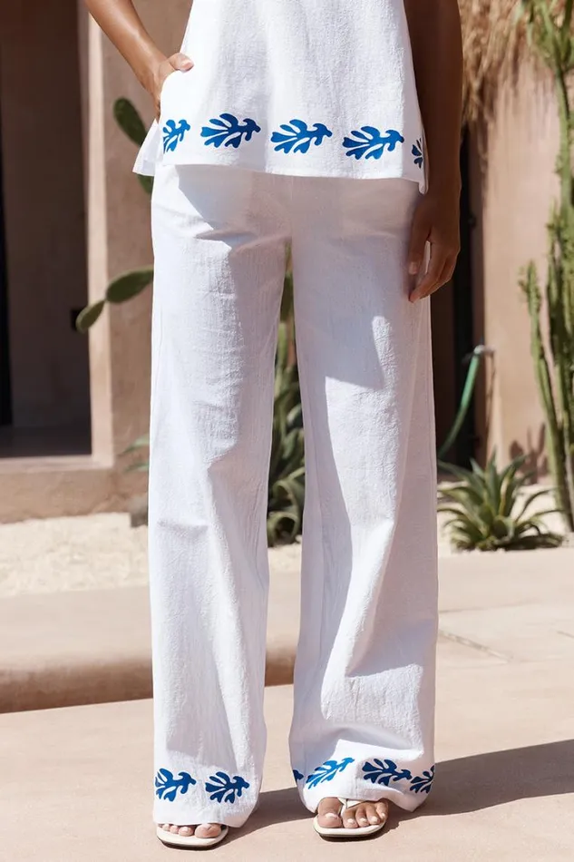 Runaway The Label Pants AMALIA PANT Whiteblue 8211 Women
