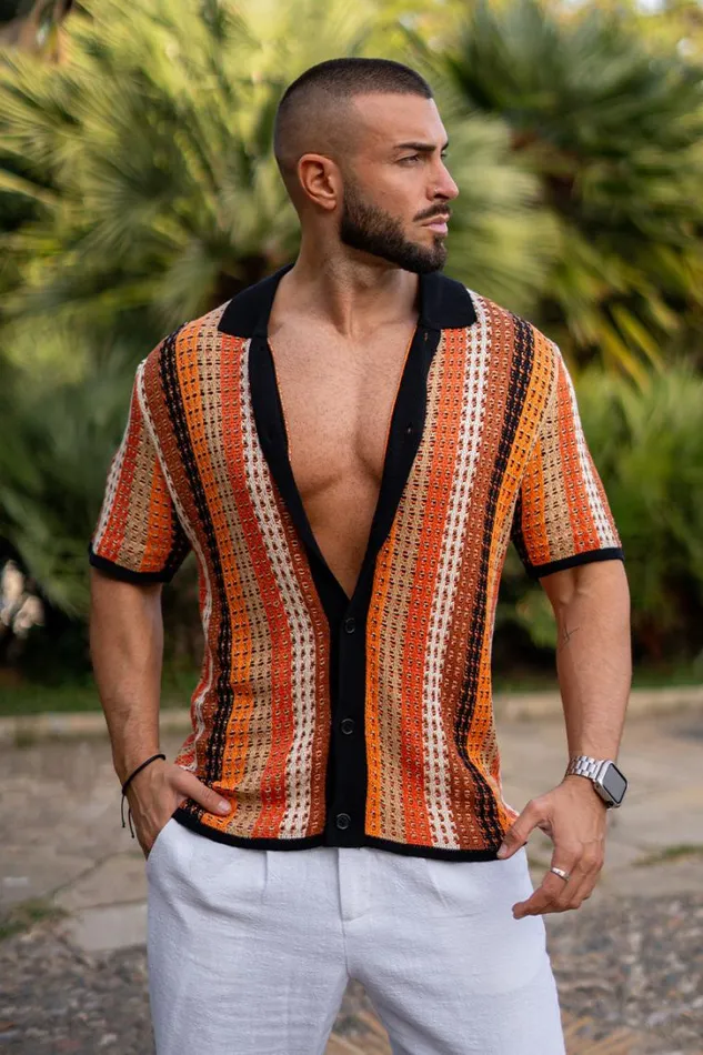 Runaway The Label Shirts TIMMY SHIRT Orange Multi 8211 Men