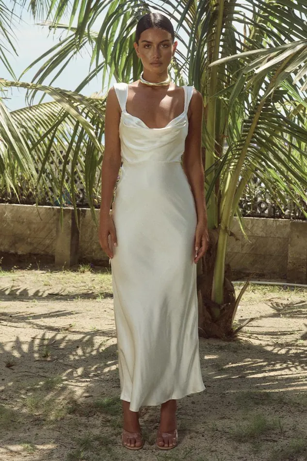 Runaway The Label Slip Dresses HAVANNA MIDI DRESS Ivory 8211 Women
